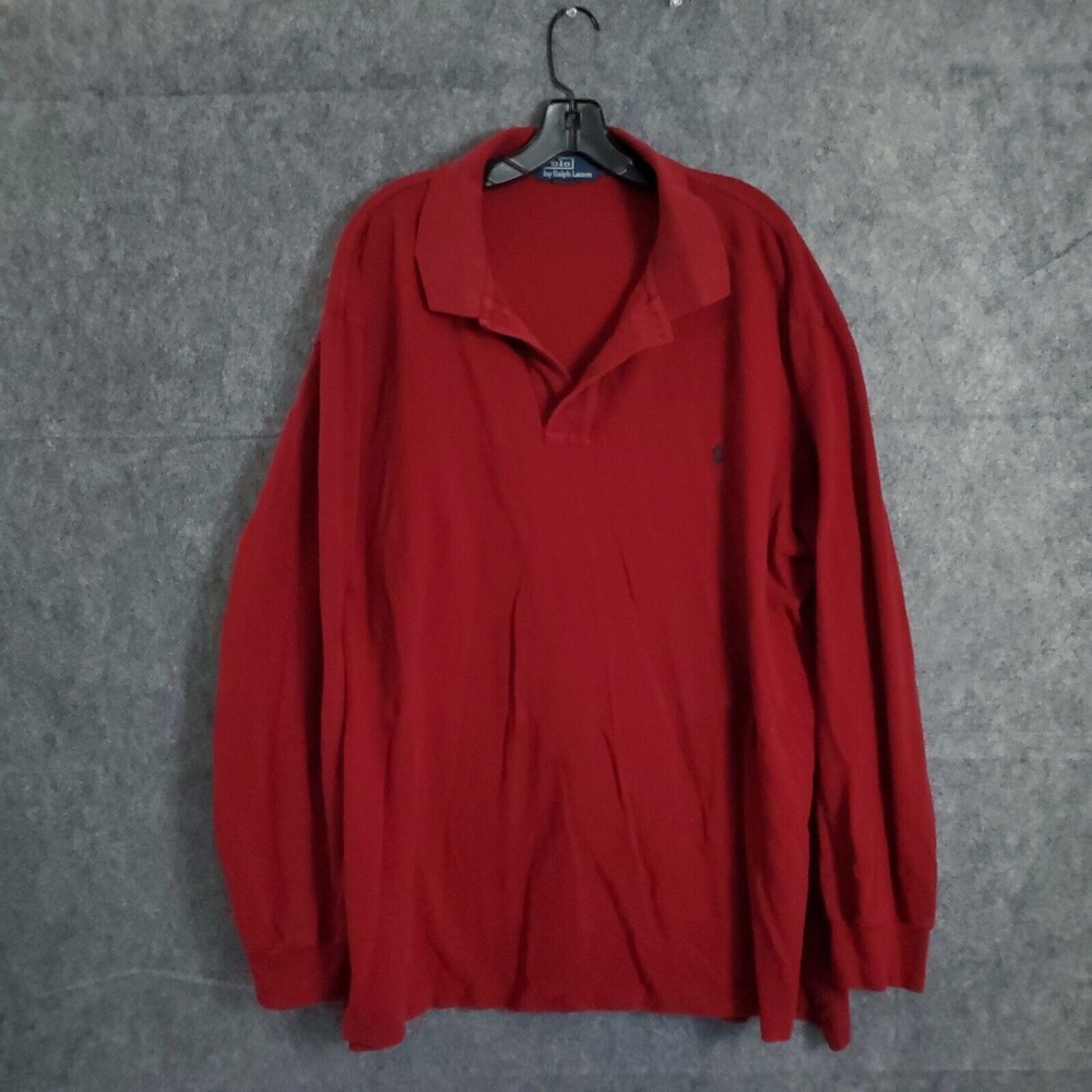 Polo Ralph Lauren Men Tall 2XL Polo Sweater Red Custom Fit Pique‎ Mesh Pullover